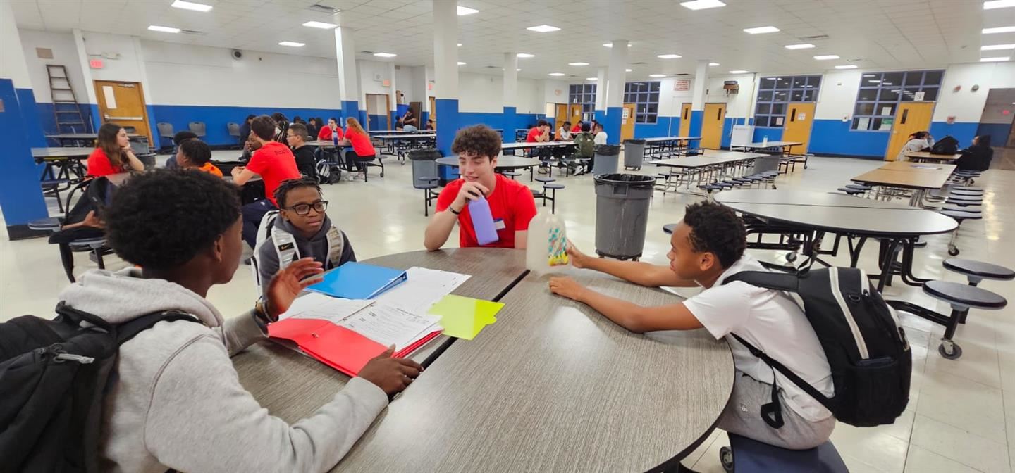 Students meet in the middle school cafeteria